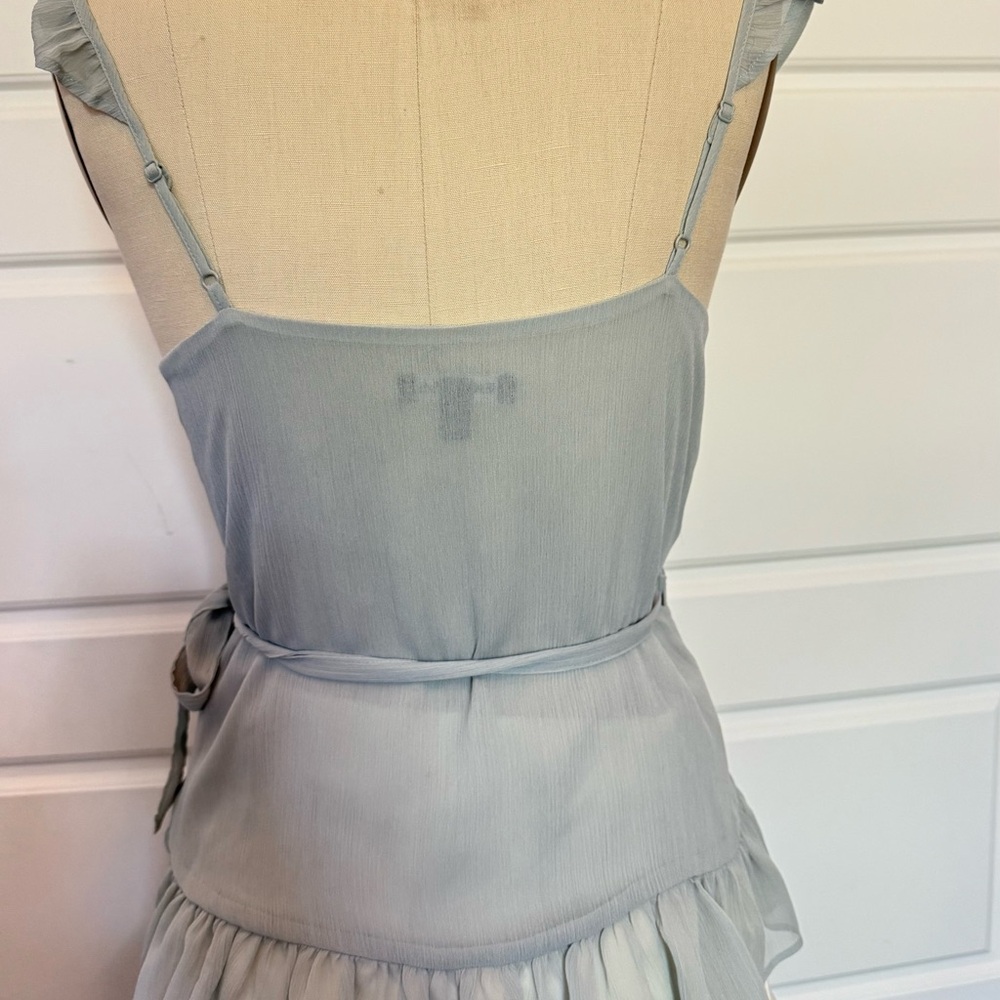 Light Blue Ruffled Wrap Top - Picture 2 of 4